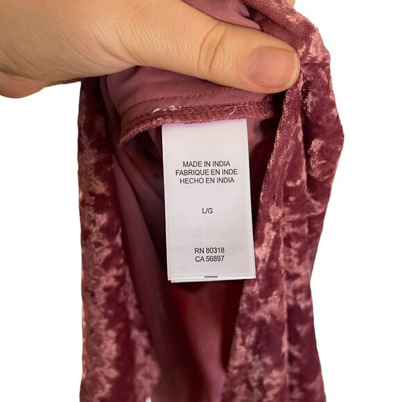 Lucky Brand Pink Crushed Velvet Slip Party Midi Dress Size Large - Picture 8 of 16